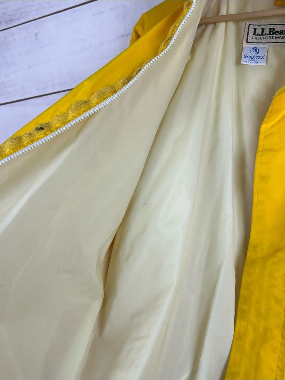 Vintage LL Bean Jacket Mens Extra Large XL Yellow Raincoat Gore Tex USA Made 80s